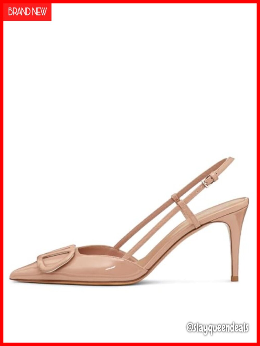 Closed Toe Stiletto Heeled Slingback Sandals Patent Leather Pumps Slip-On